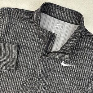 NIKE Mens Dri-FIT Performance 1/4 Zip Pullover Small Gray/Black Stretch Modern